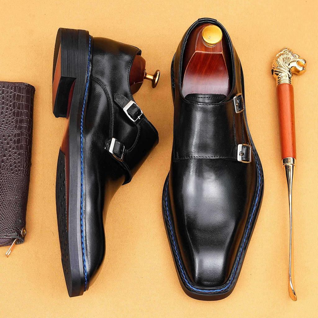 VIP Exklusiv: 2026 Herren Square Toe Monk Lederschuhe - Formeller Norweger-Welt-Stil