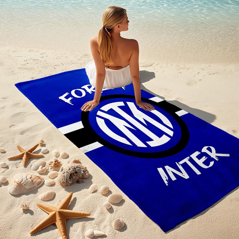 1pc Internazionale Milano Beach Towel, Comfortable and Thick, and Swimming/Bath/Picnic/Camping Towel, Suitable for Seaside Beaches