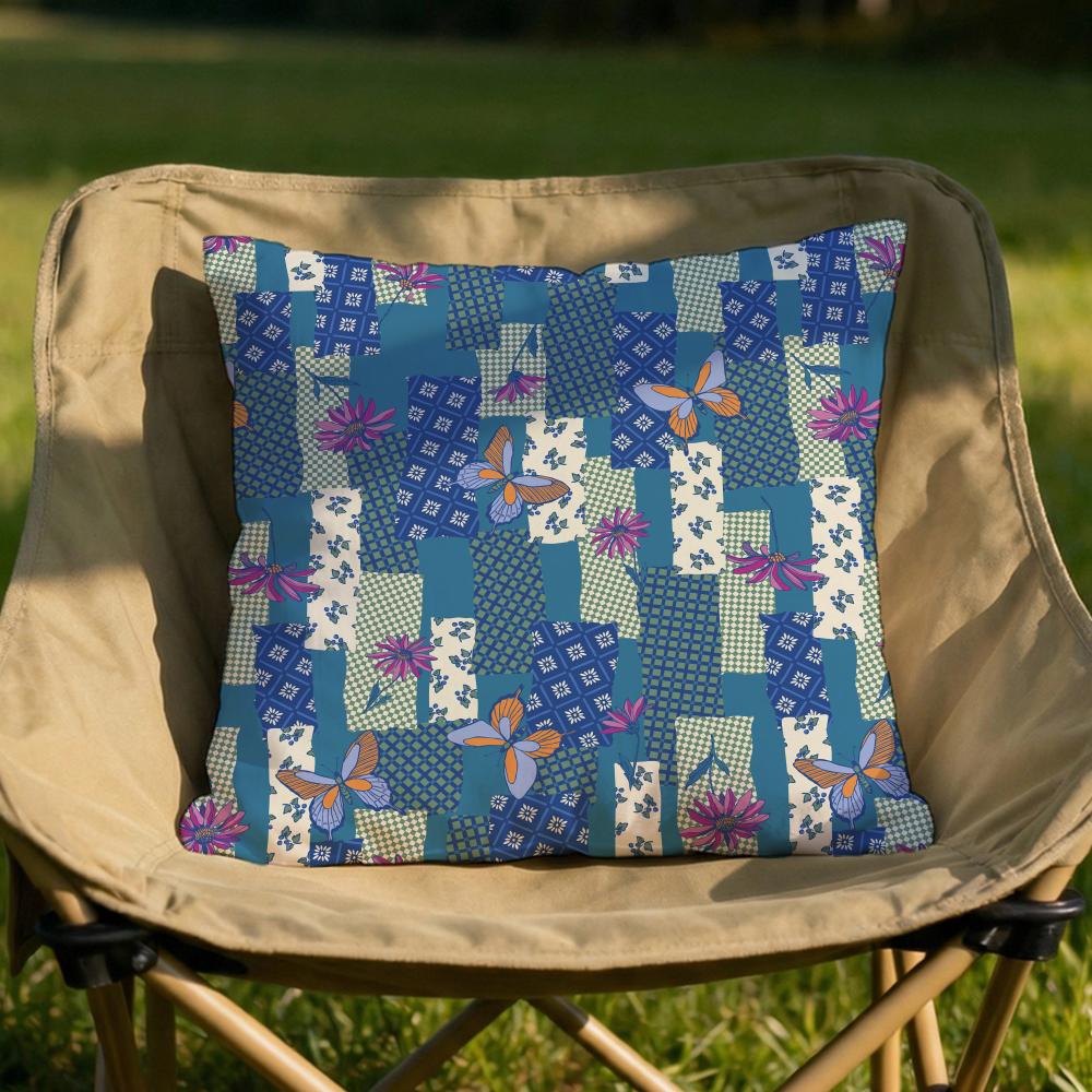 Colorful Patchwork Pattern Cushion Cover Soft Reversible  Durable Pillow Cover  MultiScene Use for Home  Car Daily Comfort