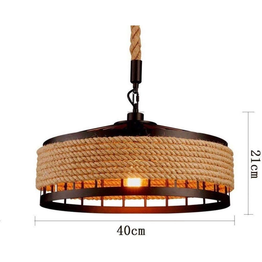 Classical Hemp Rope Pendant Hanging Lamp Lustre for Ceiling Chandelier Classic Retro Antique Industrial Iron Dining Room Light