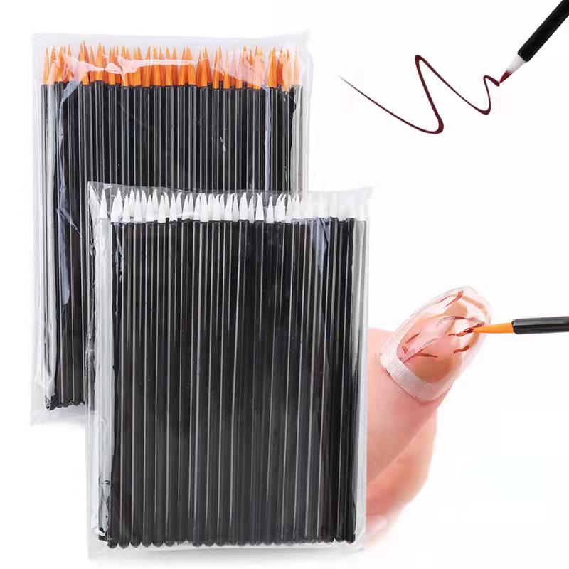 50-Pack Waterproof Eyeliner & Lip Brushes - Portable, Single-Use Fiber Makeup Pens