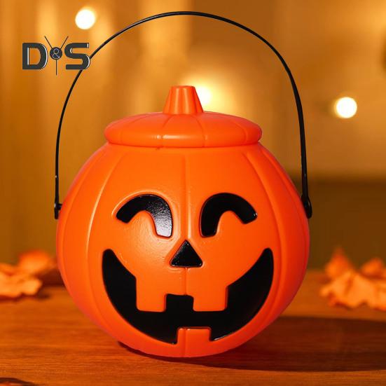 Halloween-Süßigkeiten-Eimer, Süßes oder Saures, Kürbis-Eimer, Aufbewahrungskorb, tragbare Halloween-Süßigkeiten-Schüssel, Kinder-Snackhalter für Partygeschenke