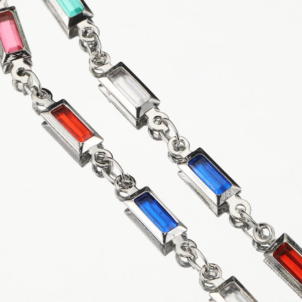 

1meter Colorful Crystal Beaded Chain Rectangle Glass Beads for Necklace Bracelet Chains Jewelry Making DIY Components Supplies