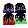 Punk Knitted Hat For Men With Flame Design And Letter Embellishments For Streetwear And Winter Warmth