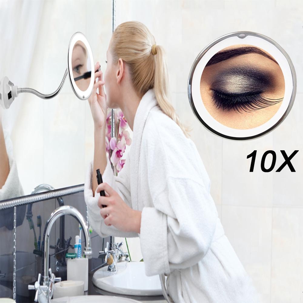 36V 5X/10X LED Mirror Light Vanity Miroir LED Miroir Magnifying Mirror Magnifying with LED Light White + silver Makeup Mirror with LED 10 times