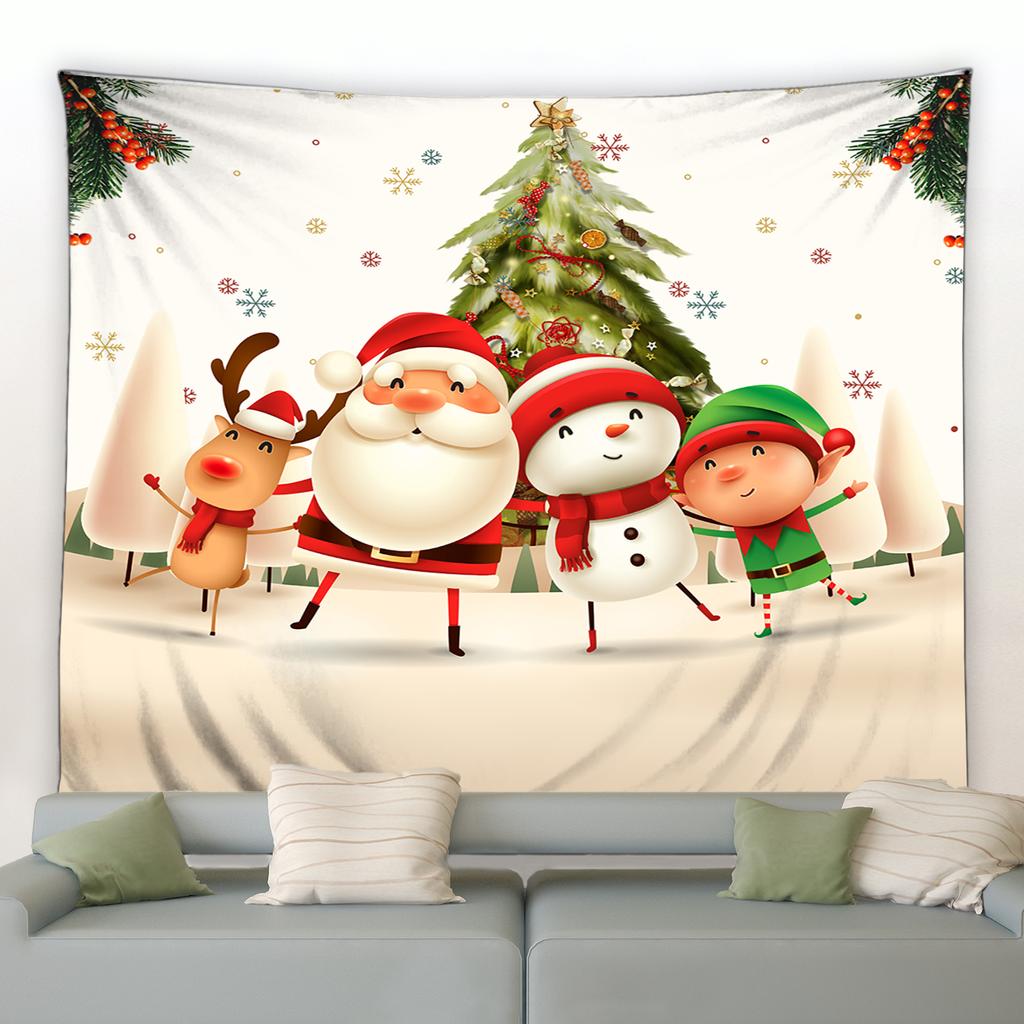 Home Decor Tapestry Santa Claus Reindeer Snowman Companion Christmas Tree Print Decoration Tapestry
