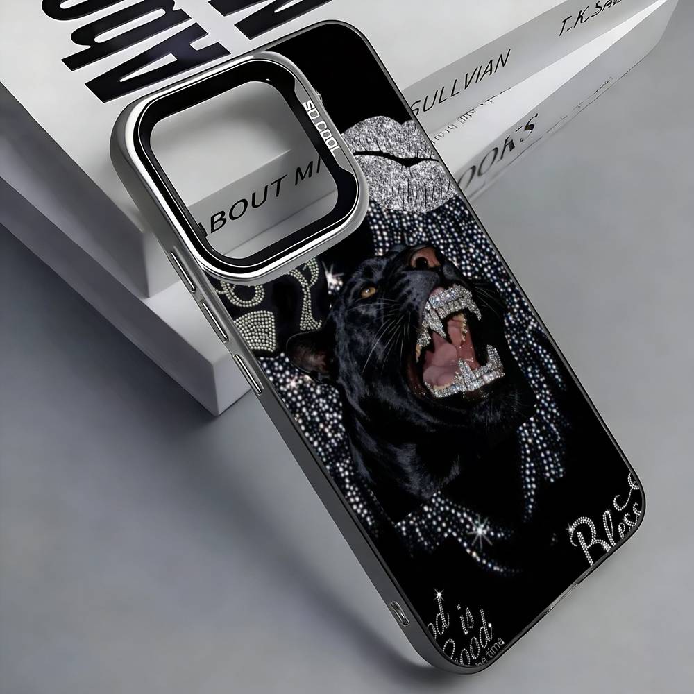 J-JUICY C-COUTURE Pouzdro na telefon Pro iPhone 17, 16,15,14,13,12,11 Plus,Pro Max, Barevné Stříbrné Kryt Funda