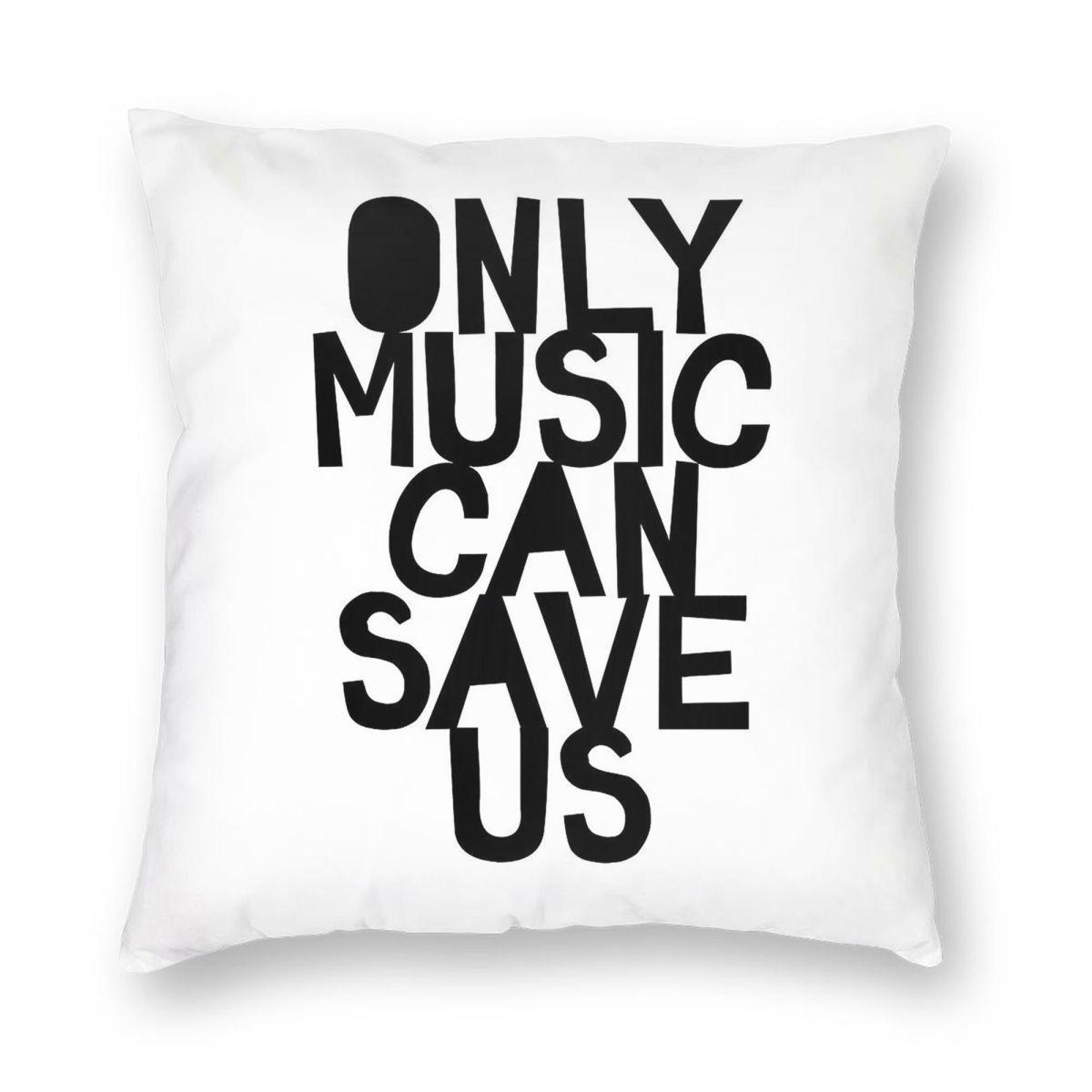 Only Music Can Save Us Square Pillowcase Polyester Linen Velvet Creative Decorative Throw Pillow Case Sofa Seater Cushion Cover Peach skin 18*18(CM)-1Pcs