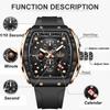 Men Watch Fashion Business Watch Men Square Black Silicone Luminous Waterproof Quartz Wrist Watches For Men Montre Homme