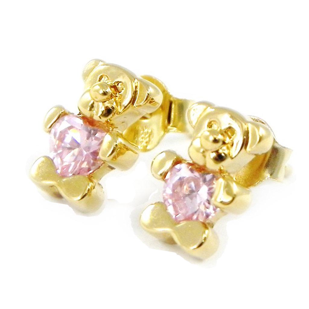 Les Trésors De Lily [G1988] - Gold Plated 'Teddy Love' Earrings
