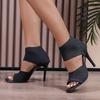 Women's Stiletto Sandals Summer New Round Head Open Toe Mesh Fabric Breathable Anti-slip Wear-resistant High Heels