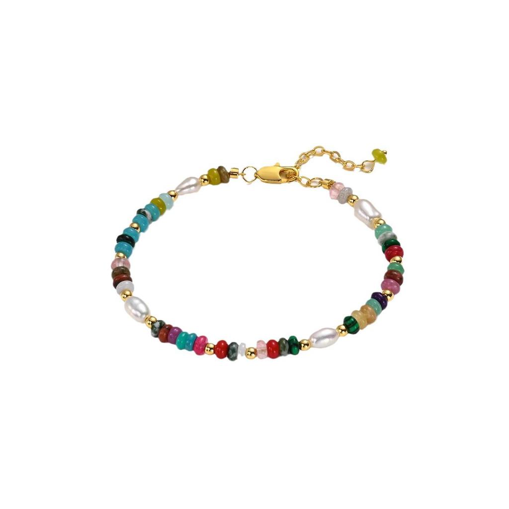 Niche Colorful Stone & Freshwater Pearl Necklace - Summer Fashion Statement Jewelry