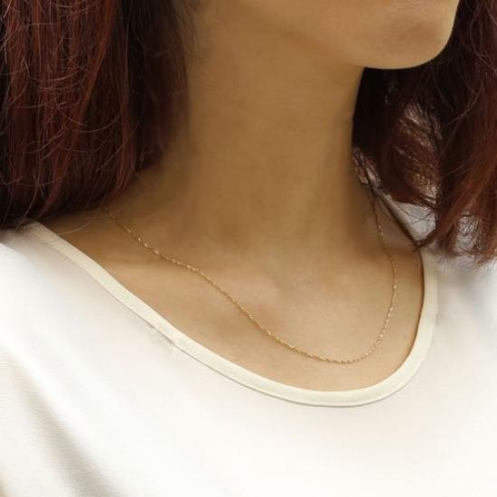18K Gold Necklace with Screw Chain, 45cm, 0.8g