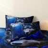 3Pcs Black Wolf And Blue Rose Print Duvet Cover Set Nature Art Printed Bedding Set, Used For Family Bedrooms Dormitories Hotels