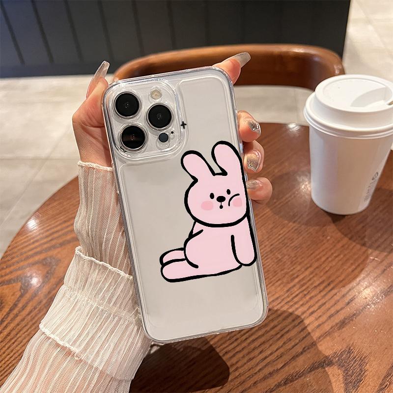 

Pink Rabbit Phone Case for iPhone 17 Air 16 15 14 13 12 11 Pro Max Plus Mini X 8 7 Soft Transparent Cover Fundas Accessory iPhone 13Mini