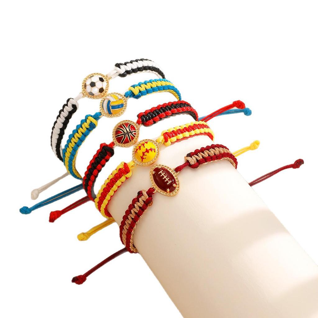 Cross-Border Sports-Style Handwoven Beaded Bracelets for Rugby, Volleyball, Football, Super Bowl, and World Cup Fans