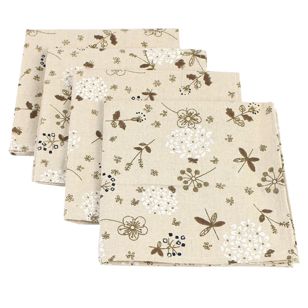 4PCS 40x40CM Floral Printed Cloth Napkins Japanese Style Dinner Dish Towel Wedding Restaurant Bar Table Mat Serviette De Table