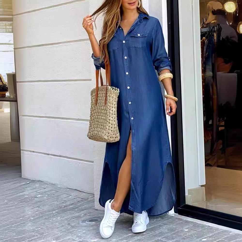 2025 Autumn Fashion Long Sleeve Shirt Dress, S-5XL, Large Stock