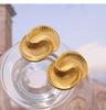 European and American Style Asymmetrical Titanium Steel 18K Gold Plated Water Drop Texture Spiral Earrings for Women