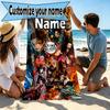 Serviette de plage personnalisée avec nom et motif Demon Slayer, pour Voyage Camping Fête à la plage Décoration de maison, Cadeau d'anniversaire pour la Famille & les Amis