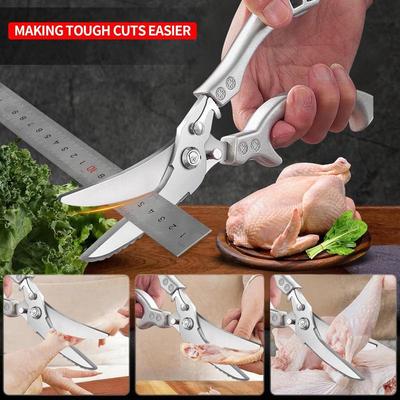 Kitchen Shears with Slip Handle & Safety Lock Professional Heavy Duty Kitchen Scissors Meat Cutting Turkey Fish Vegetables Dishwasher Safe