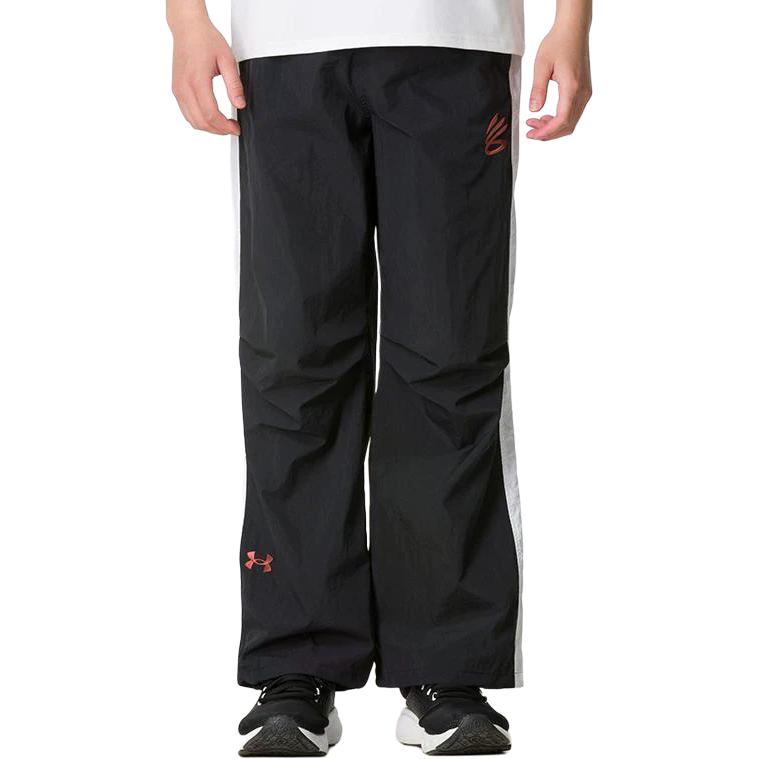 Under Armour Curry SS26 Woven Basketball Fitness Fashion Versatile Retro American Wide Leg Flared Sports Long Pants Men bottoms Black 6014303-001