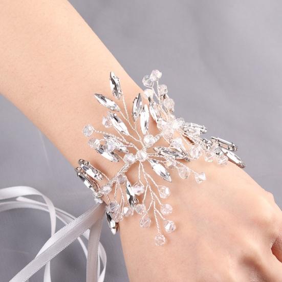 Wrist Corsage Elegant Comfortable Touch Anti-Wear Bride Bridesmaid Wrist Corsage Flower Bracelet for Wedding Engagement