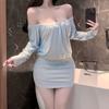 Lockeres Kleid One-Shoulder Fledermausärmel Sexy Reine Begierde Hüftrock Einfaches Flirten Dessous Spaß