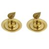 2 Pcs Exquisite Leaf Candlestick Stand Gold Iron Candle Holder Plant Shape Candlestick  Desktop