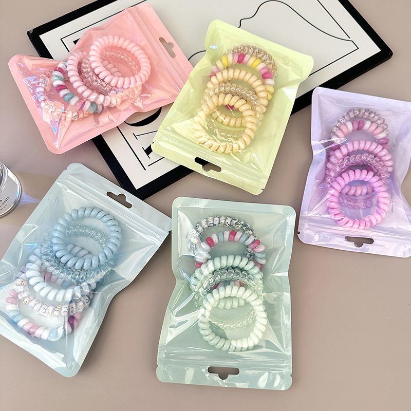 5Pcs/set Candy Elastic Hair Bands Korean Accessories for Girls Hair Ties Frosted Spiral Cord Rubber Rope Stretch Headwear