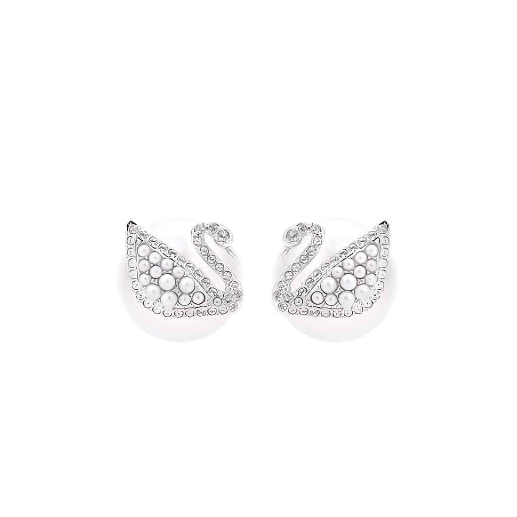 Swarovski Iconic Swan White Swan Pearl Crystal Earrings Women Earrings 5416591