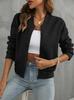 Women Solid Zip Up Cropped Jacket Long Sleeve Stand Collar Cardigan Coat Streetwear Casual Outerwear Fall 2024 Amazon Wish Fashion Top