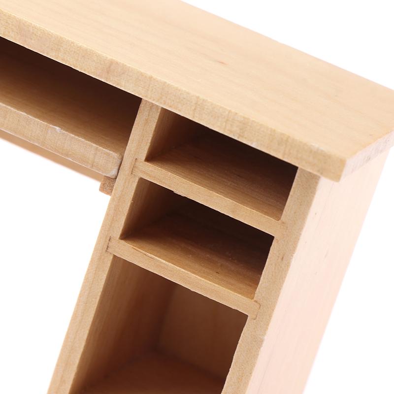 1/12 Dollhouse Miniature Desk With Keyboard And Mouse Wooden Toys Furniture