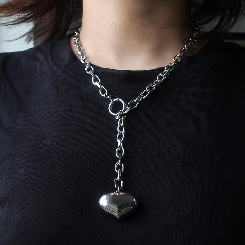 Fashion Stainless Steel Heart Pendant Necklace Stainless Steel Romantic Lover Men Couple Personality Necklace Jewelry