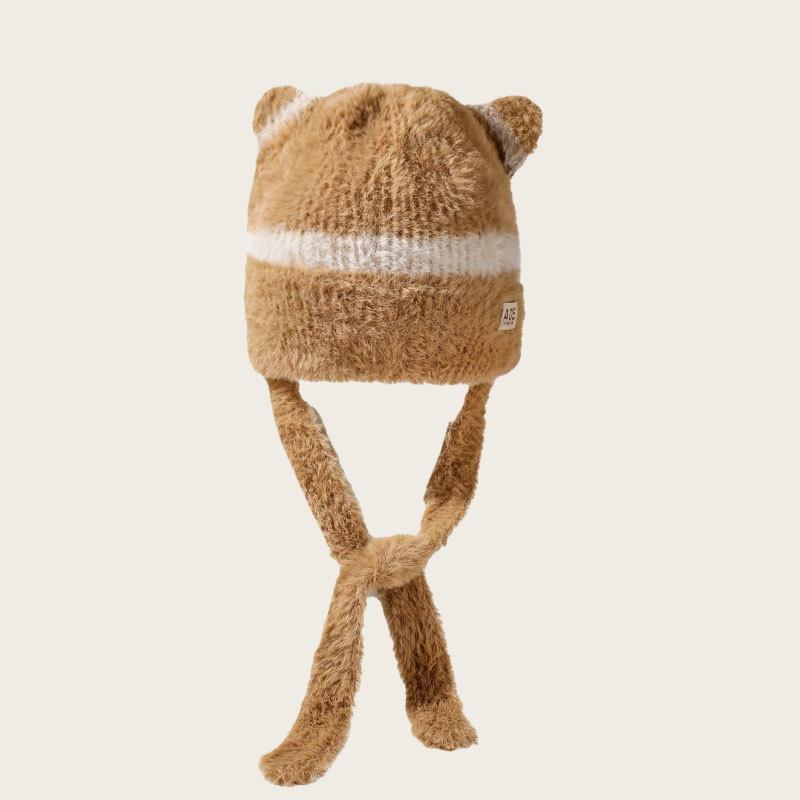 

Thickened Winter Imitation Mink Fur Cat Ears Drawstring Beanie for Women Cute Warm Stretchy Versatile Plush Hat One Size