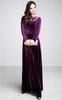Platinum Liberty long perfect for parties and dance Velvet dress size V-neck, high-waisted, empire-waisted, maxi-length dress, halls. (purple, L).
