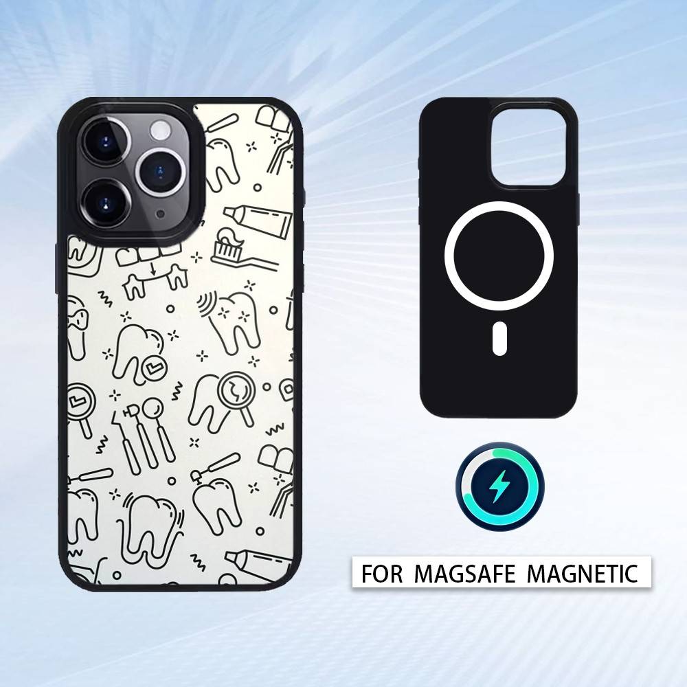 

Cartoon T-Teeth D-Dentist Phone Case Magnetic For iPhone17 16 15 14 13 12 Pro Max For Magsafe Wireless Charging Cover iPhone12PROMAX