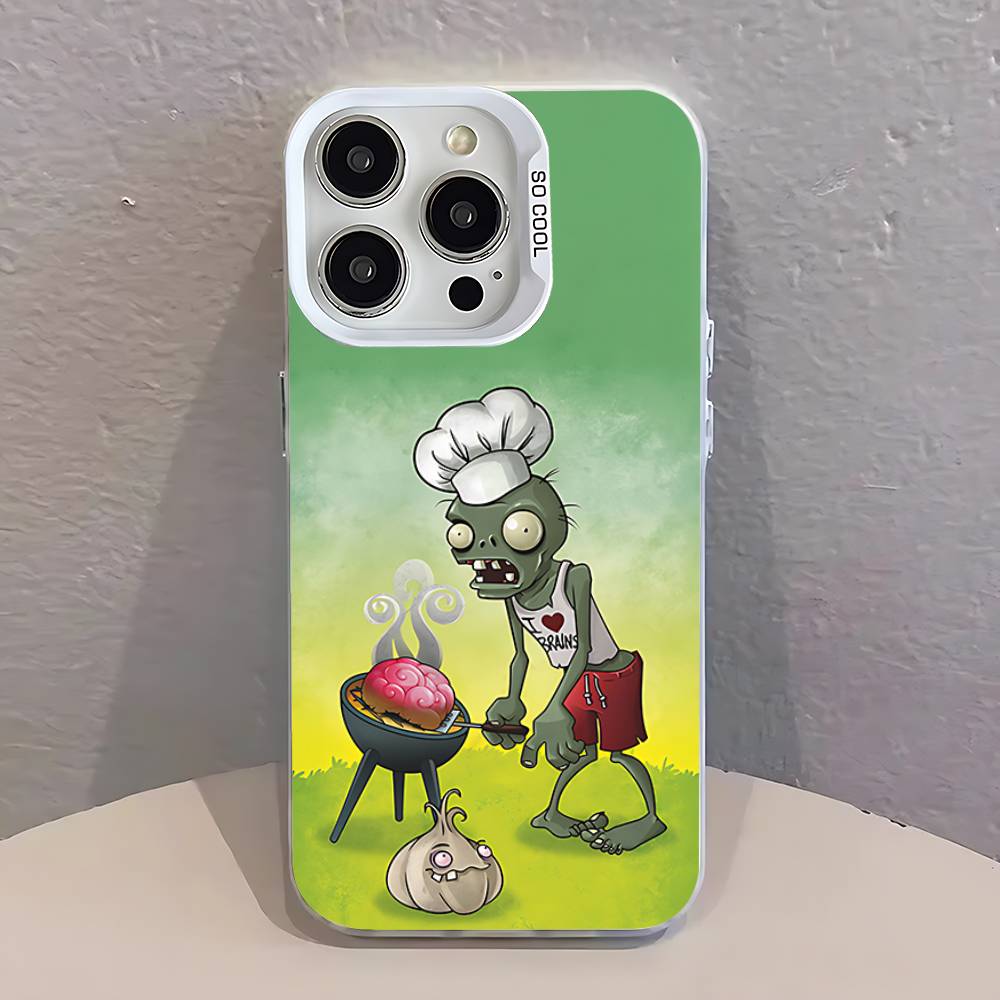 P-Plants Vs Zombies Game Phone Case For iPhone 12,16,17,14,13,15,11,Pro,XS,Max,Plus,Mini,SE4,E White Matte Shockproof Cover