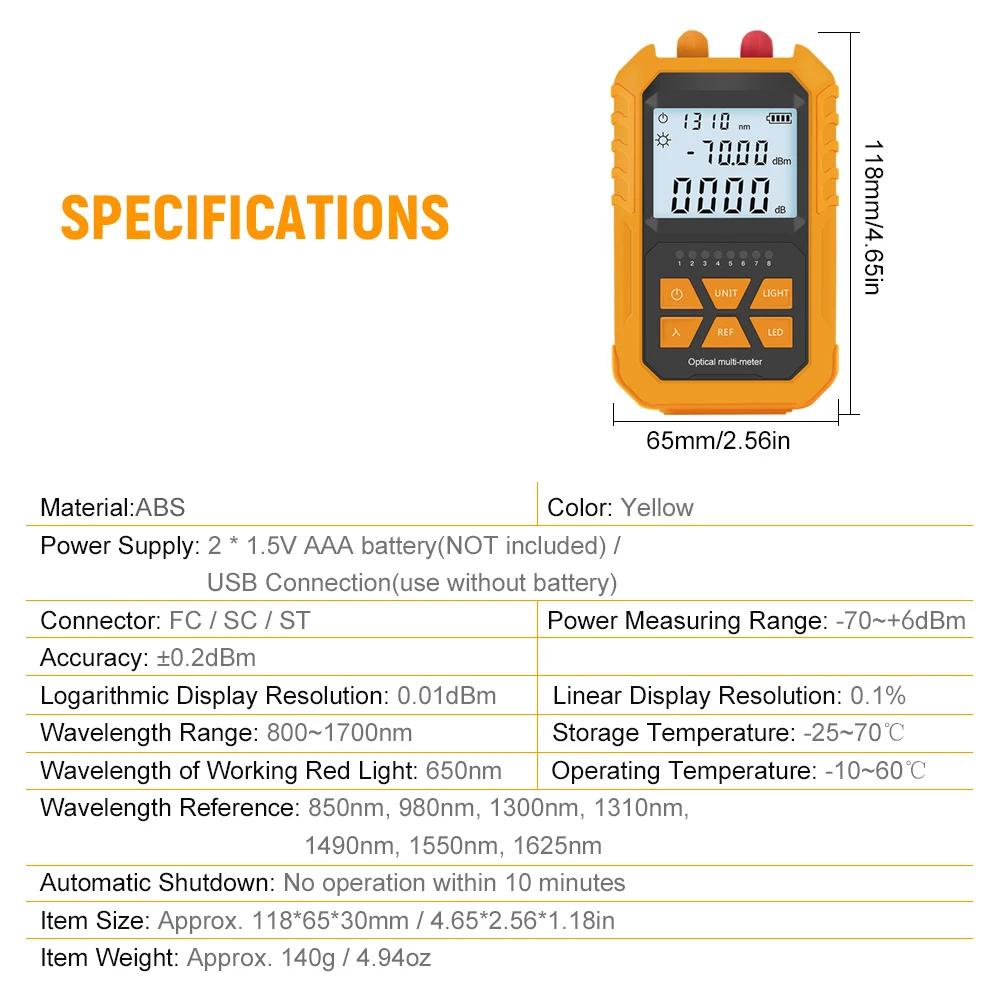 Mini Optical Power Tester Network Cable Tester Portable Handheld Optical Power Meter with 5km Red Light -70~+6dBm