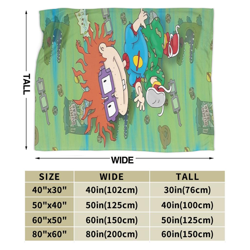 Stylish Rugrat Cartoon Anime  Blanket Super Soft Fleece  Relax Throw Blankets Machine Washable