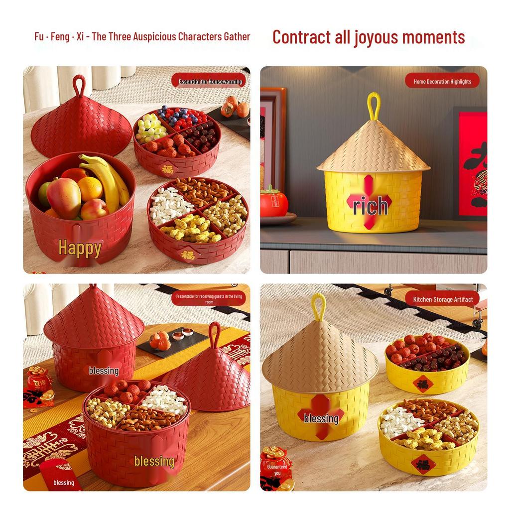 Granary Fruit & Nut Storage Bowl - Melon Seed, Candy, Snack Tray for Living Room