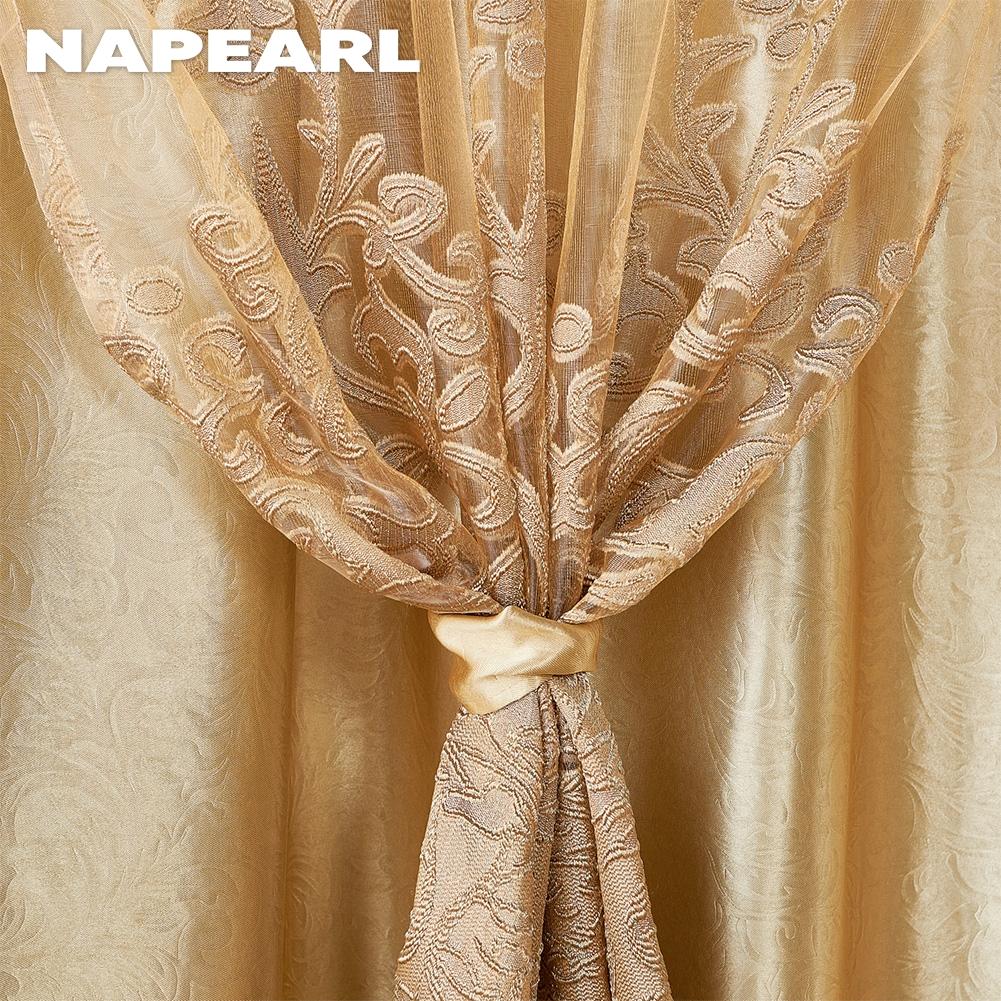 1 rideau double couche occultant et transparent de luxe européen NAPEARL pour chambre à coucher, salon, décoration de la maison