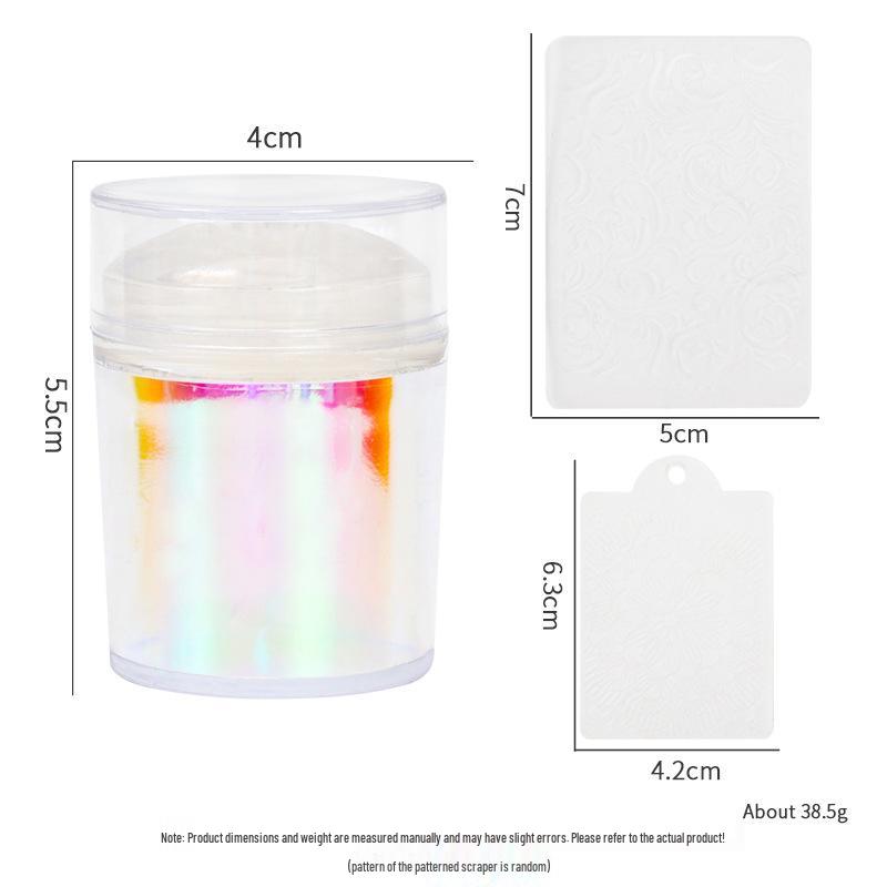 Large Silicone Nail Art Stamp with Lid - Single/Double Head French Design DIY Stamping Tools