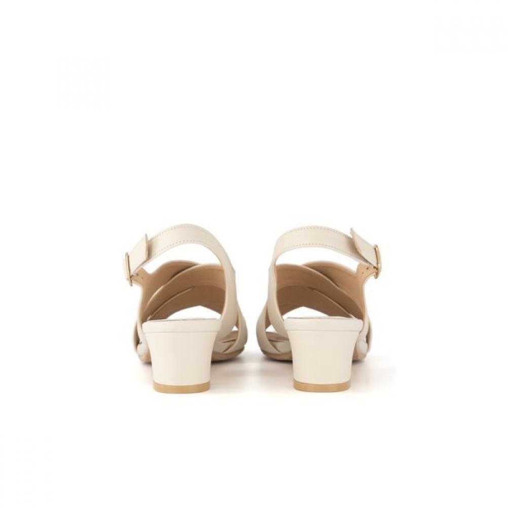 Daks 4cm Cross Leather Semi Dress Sandals Dld301 Ivory