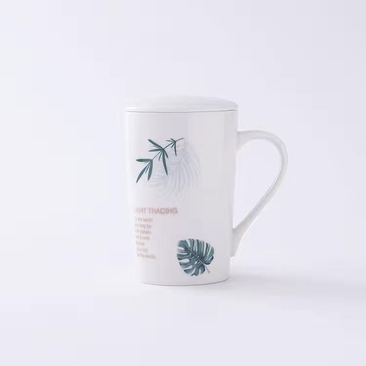 Nordic Style Green Leaf Mug Creative Personality Ceramic Water Cup Milk Cup Coffee Cup Juice Cup