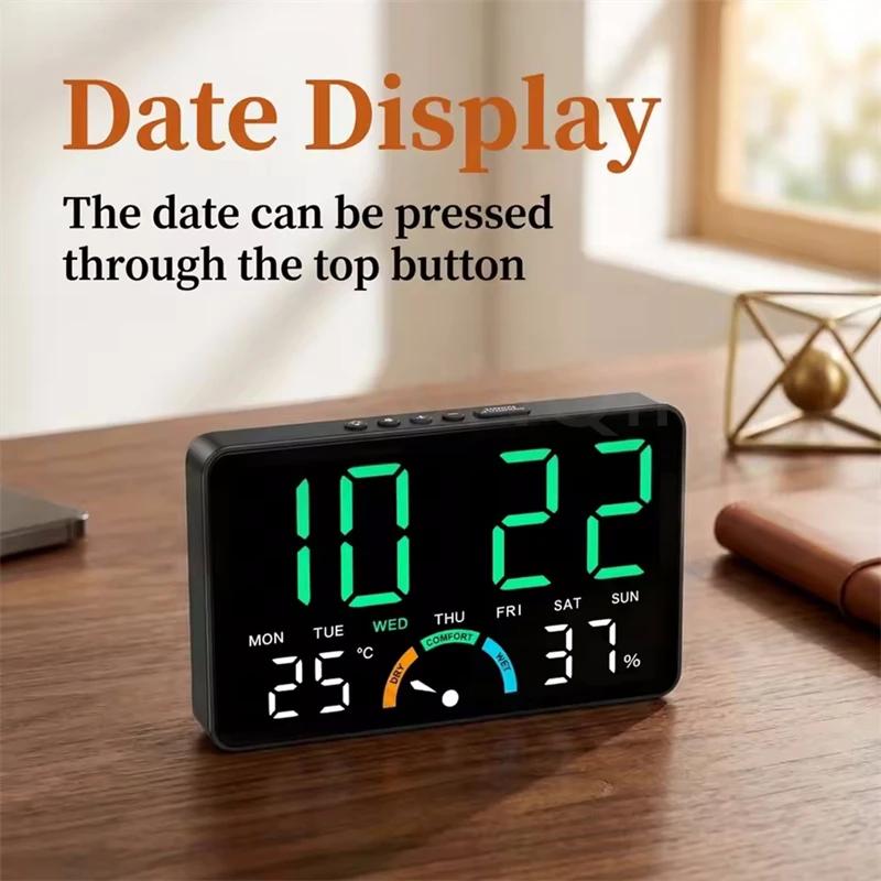 Home Temperature Humidity Meter Clock with Comfort Reminder Electronic LED Digital Alarm Clock Dual Alarms Snooze Table Watch