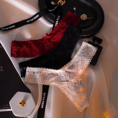 Sexy Spitzen-Slip String Damen Hohl Schleife Atmungsaktiv Heiß Niedrige Taille Unterwäsche Sport Pfirsich Po T-Slip