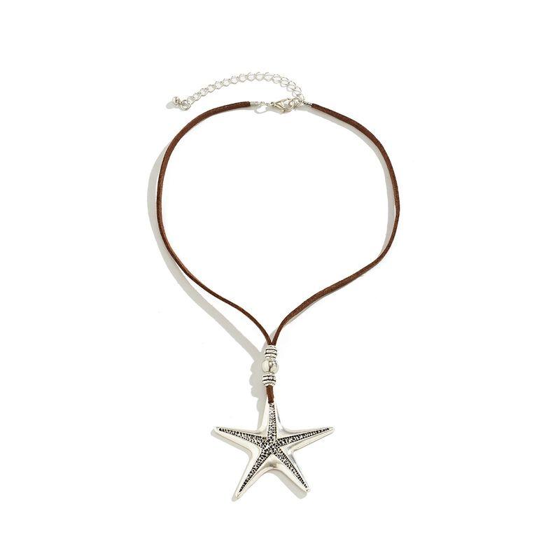 

Starfish Pendant Flanelle Rope Necklace for Women Fashion Spring and Summer Retro Fashion Personalized Hip Hop Style Photography Accessories Necklace Silver