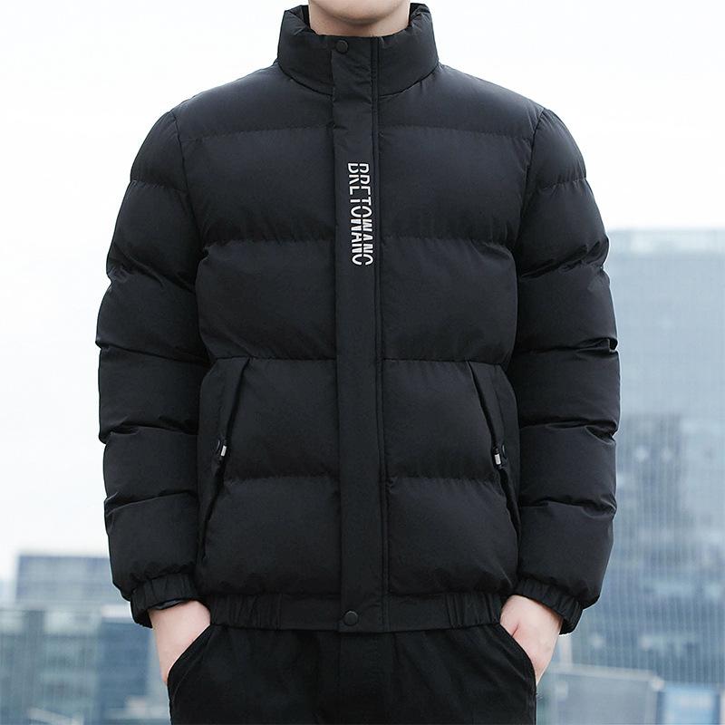 Stand-collar Thickened Bread Suit Winter Korean Version Men's Large-size Embroidered Cotton Coat Student Loose Large-size Cotton Jacket