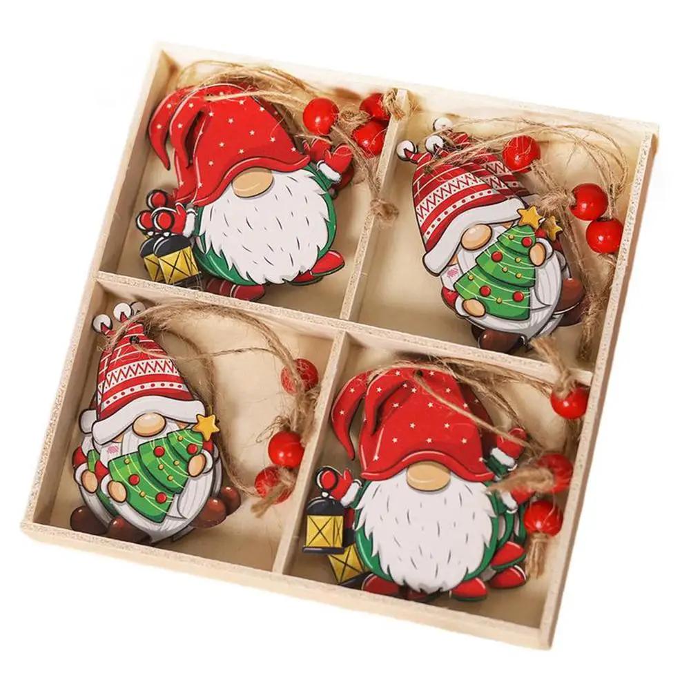 Christmas Wooden Ornaments 12PCS Cute Biscuit Couple And Faceless Santa For Tree Hanging Decorations And Seasonal Home Display